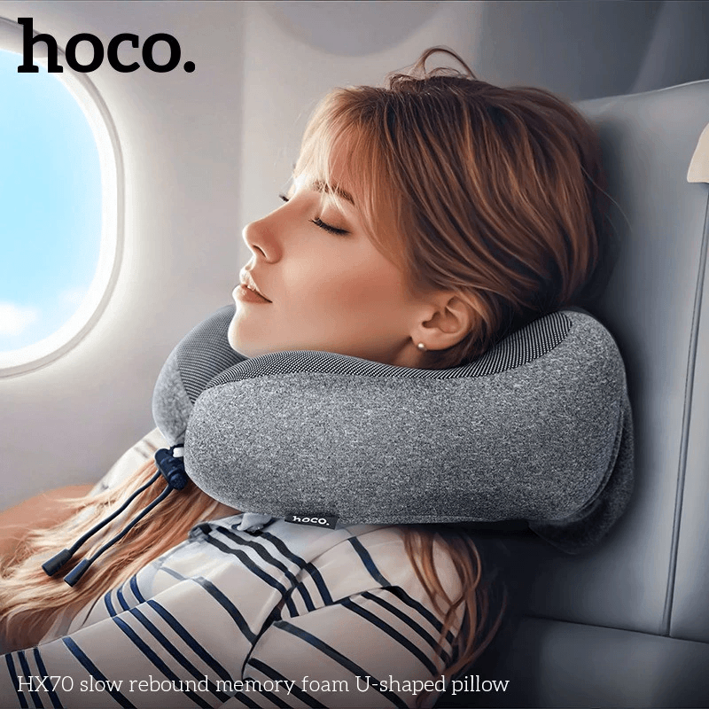 หมอนรองคอ HOCO HX70 เมมโมรี่โฟม ทรงตัว U รองรับต้นคอ 360&deg; พับเก็บได้ พร้อมถุงสำหรับพกพา